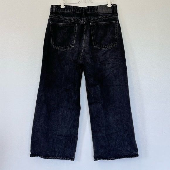 Zara Loose Fit  Wide Leg Crop Length Black Jeans Sz 8 - Picture 9 of 11